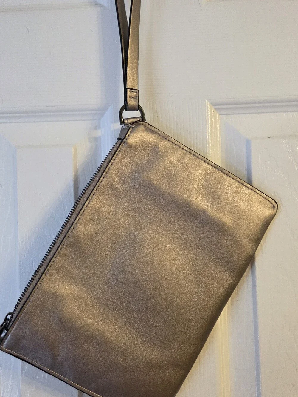 A New Day Women's Metallic Silver Quilted Wristlet Pouch Clutch